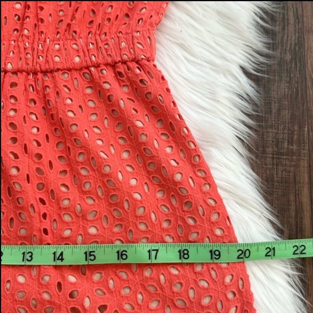 PETER SOM | Midi Eyelet Dress | Coral | Size 8 - Picture 13 of 14